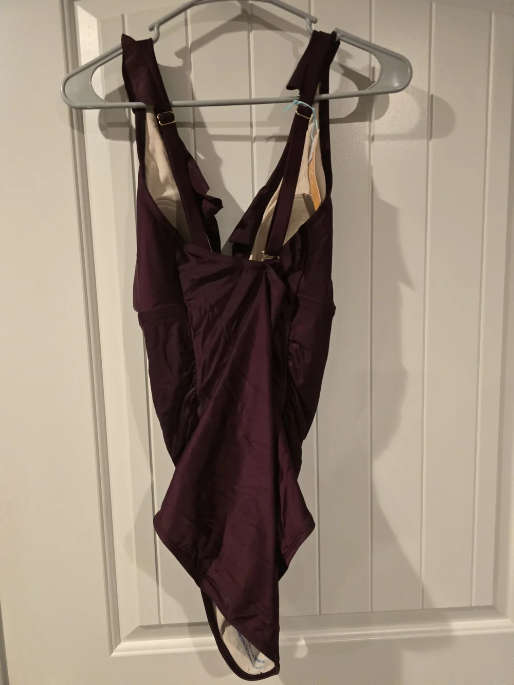 NWT Kona Sol Burgundy Ruffle V-Neck Ruched One-Piece Swimsuit Sz XL